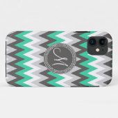 CHARCOAL GRAY EN GREEN CHEVRON Case-Mate iPhone CASE (Achterkant (horizontaal))