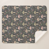 Charcoal Gray Fungi Modern Earthy Rustic Luxury Sherpa Deken (Voorkant (horizontaal))