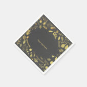 Charcoal Gray & Gold Floral Wedding Napkins Servet (Hoek)