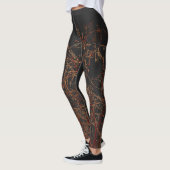 Charcoal Gray Golden Tree Brunches Sky Leggings (Links)