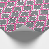 Charcoal Gray Hot Pink White Moroccan #4DS Cadeaupapier (Hoek)