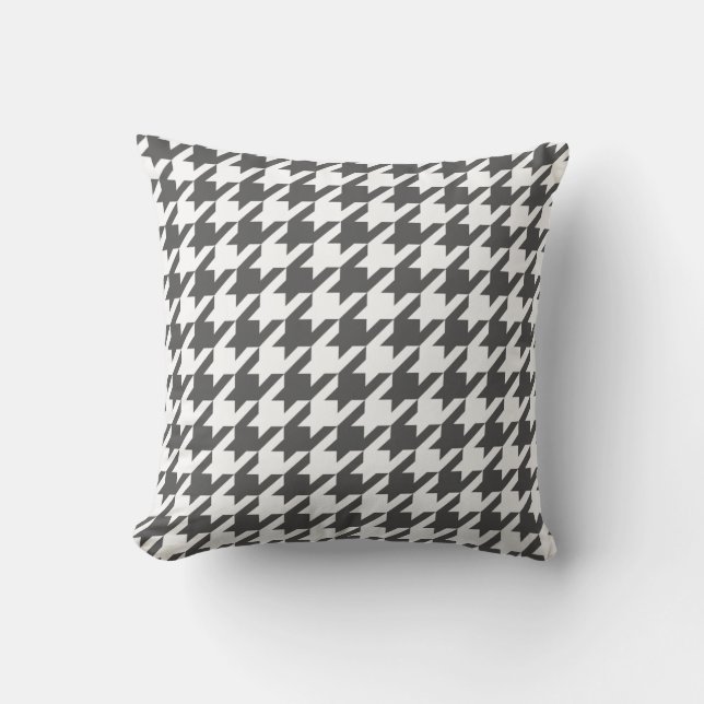 Charcoal Gray Houndstooth Kussen (Voorkant)