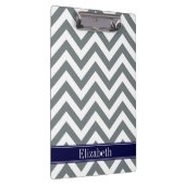Charcoal Gray Lg Chevron Navy Blue Name Monogram Klembord (Rechts)