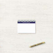 Charcoal Gray Lg Chevron Navy Blue Name Monogram Post-it® Notes (Op bureau)