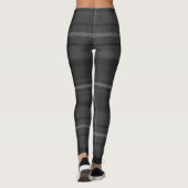 Charcoal Gray Monochromatic Square Plaid Tartan Leggings (Achterkant)