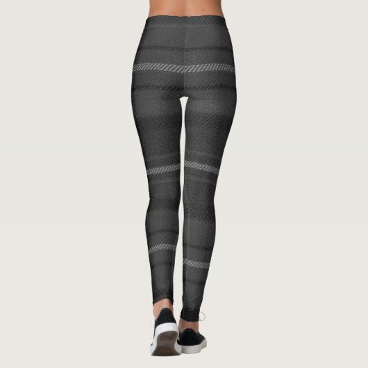Charcoal Gray Monochromatic Square Plaid Tartan Leggings (Achterkant)
