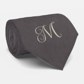 Charcoal Gray Monogram Stropdas (Opgerold)