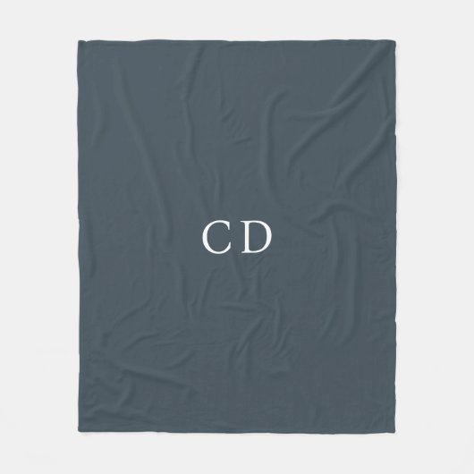Charcoal gray monogrammed initials modern fleece deken (Voorkant)
