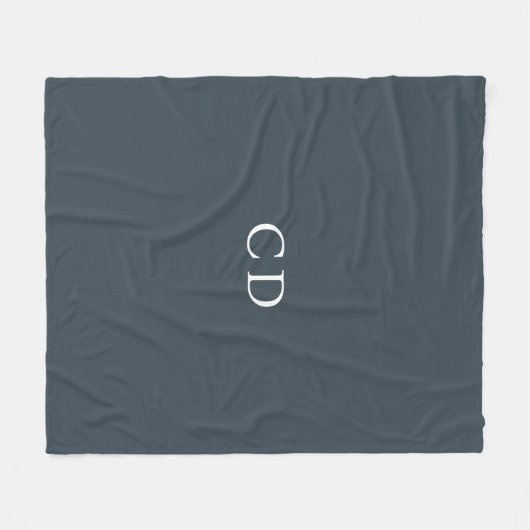 Charcoal gray monogrammed initials modern fleece deken (Voorkant (Horizontaal))