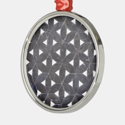 Charcoal Gray Mosaic | levenspatroon Metalen Ornament (Links)