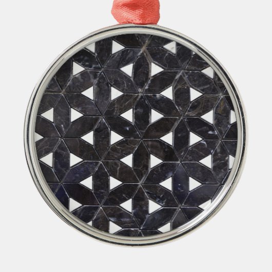 Charcoal Gray Mosaic | levenspatroon Metalen Ornament (Voorkant)