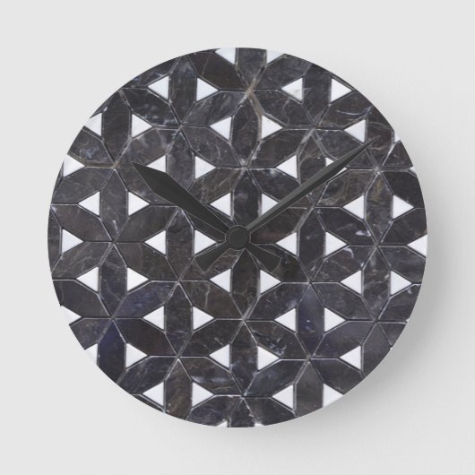 Charcoal Gray Mosaic | levenspatroon Ronde Klok (Voorkant)