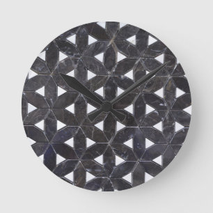 Charcoal Gray Mosaic   levenspatroon Ronde Klok