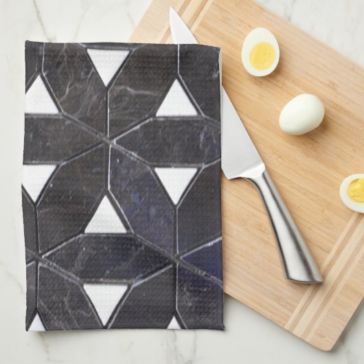 Charcoal Gray Mosaic | levenspatroon Theedoek (Quarter Fold)