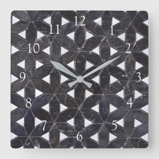Charcoal Gray Mosaic | levenspatroon Vierkante Klok (Voorkant)
