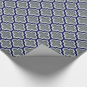 Charcoal Gray Navy White Moroccan Quatrefoil #5DS Cadeaupapier (Hoek)
