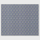Charcoal Gray Navy White Moroccan Quatrefoil #5DS Cadeaupapier (Vlak)