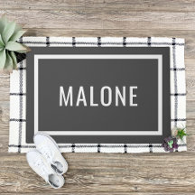 Charcoal Gray Personalised Family Name Doormat