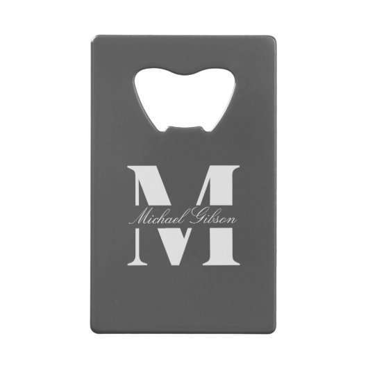 Charcoal Gray | Personalized Monogram Groomsmen  Creditkaart Flessenopener (Voorkant)