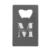 Charcoal Gray | Personalized Monogram Groomsmen  Creditkaart Flessenopener (Achterkant)