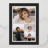 Charcoal Gray Photo Graduation Rose Gold Folie Uitnodiging (Achterkant)