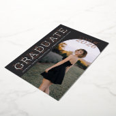 Charcoal Gray Photo Graduation Rose Gold Folie Uitnodiging (Gedraaid)