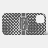 Charcoal Gray Quatrefoil Aangepaste persoonlijke n Case-Mate iPhone Case (Achterkant (horizontaal))
