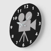 CHARCOAL GRAY RETRO MOVIE CAMERA EN WITTE NUMMERS GROTE KLOK (Hoek)