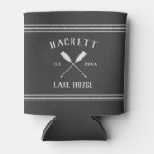 Charcoal Gray Rustic Oars Personalized Lake House Blikjeskoeler (Voorkant)