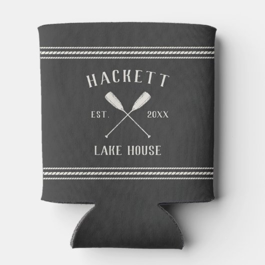 Charcoal Gray Rustic Oars Personalized Lake House Blikjeskoeler (Achterkant)