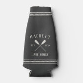 Charcoal Gray Rustic Oars Personalized Lake House Flesjeskoeler (Voorkant)