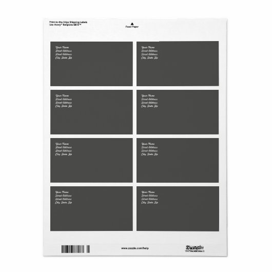 Charcoal Gray Shipping Label (Full Sheet)