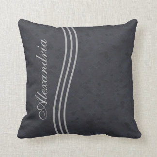 Charcoal Gray Striped Monogram Kussen