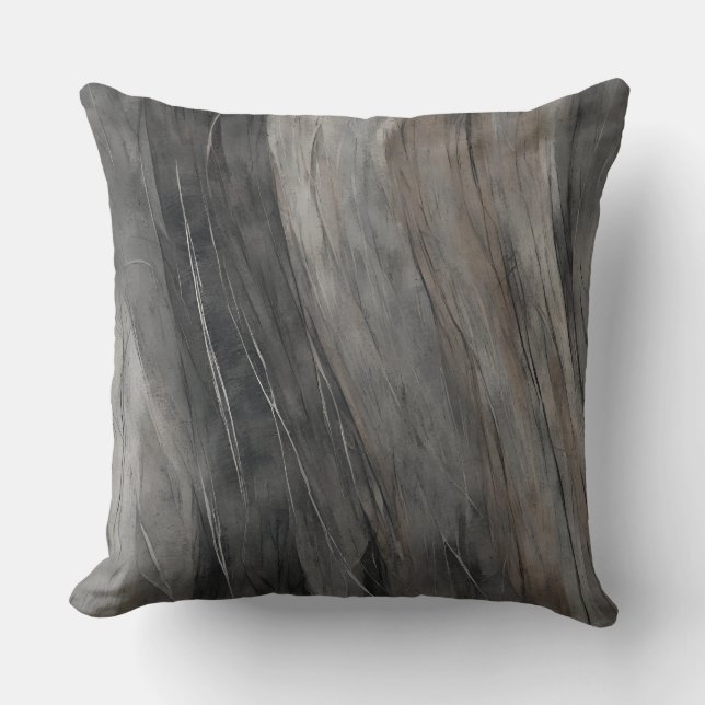 Charcoal Gray Taupe Zwart Abstract Kussen (Voorkant)