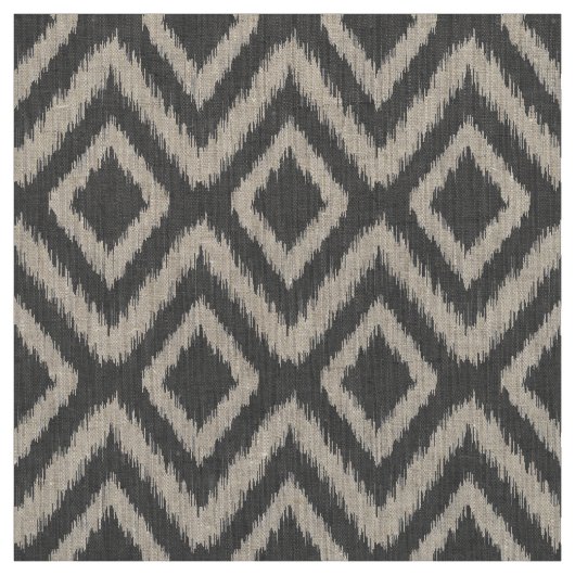 Charcoal Gray Tribal Ikat Chevron Stof (Swatch)