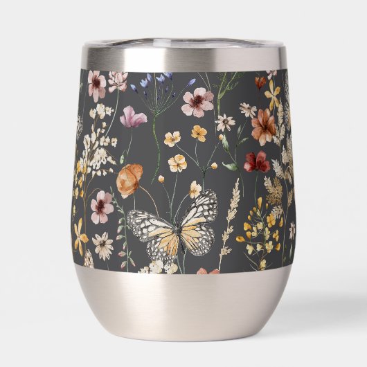 Charcoal Gray Watercolor Wildflowers  (Achterkant)