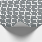 Charcoal Gray White Moroccan Quatrefoil Pattern #5 Cadeaupapier (Hoek)