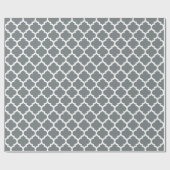 Charcoal Gray White Moroccan Quatrefoil Pattern #5 Cadeaupapier (Vlak)