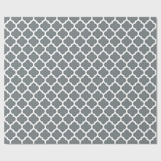 Charcoal Gray White Moroccan Quatrefoil Pattern #5 Cadeaupapier (Vlak)