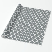 Charcoal Gray White Moroccan Quatrefoil Pattern #5 Cadeaupapier (Uitgerold)