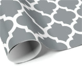 Charcoal Gray White Moroccan Quatrefoil Pattern #5 Cadeaupapier (Rol Hoek)