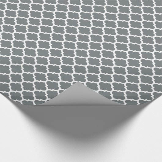 Charcoal Gray White Moroccan Quatrefoil Pattern #5 Cadeaupapier (Hoek)