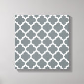Charcoal Gray White Moroccan Quatrefoil Pattern #5 Canvas Afdruk (Voorkant)