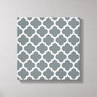 Charcoal Gray White Moroccan Quatrefoil Pattern #5