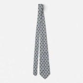 Charcoal Gray White Moroccan Quatrefoil Pattern #5 Stropdas (Achterkant)
