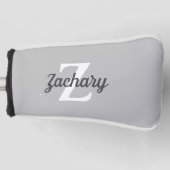 Charcoal Gray White Retro Monogram Gepersonaliseer Golfheadcover (Voorkant)