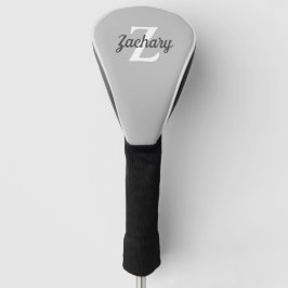 Charcoal Gray White Retro Monogram Gepersonaliseer Golfheadcover
