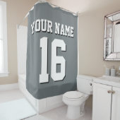 Charcoal Gray White Sports Jersey Team Jersey Douchegordijn (In situ)