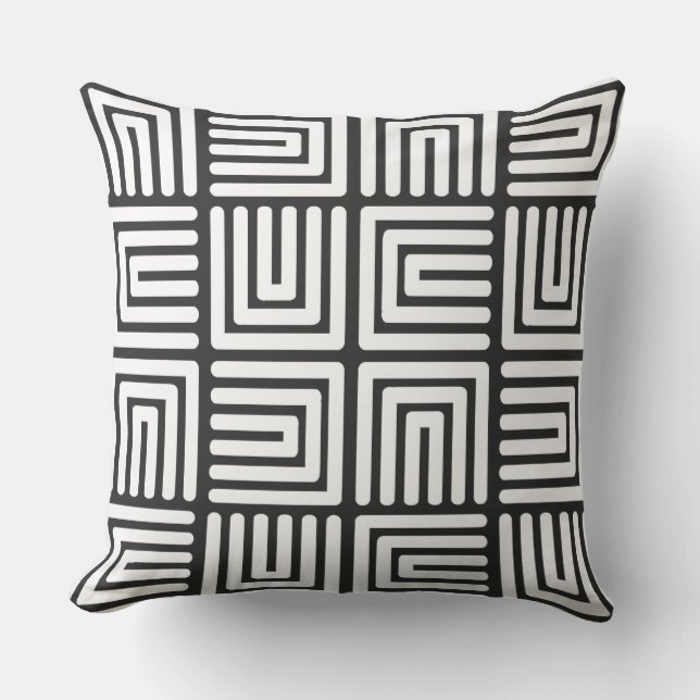 Charcoal Gray White Square Humps Kussen (Voorkant)