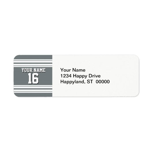 Charcoal Gray White Team Jersey Etiket (Voorkant)